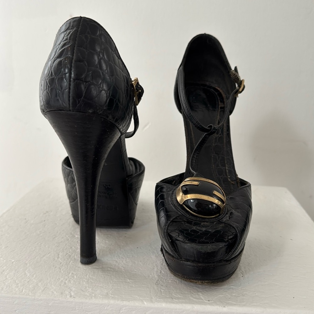 Fendi Black Python Platform Maryjane With Silver … - image 1
